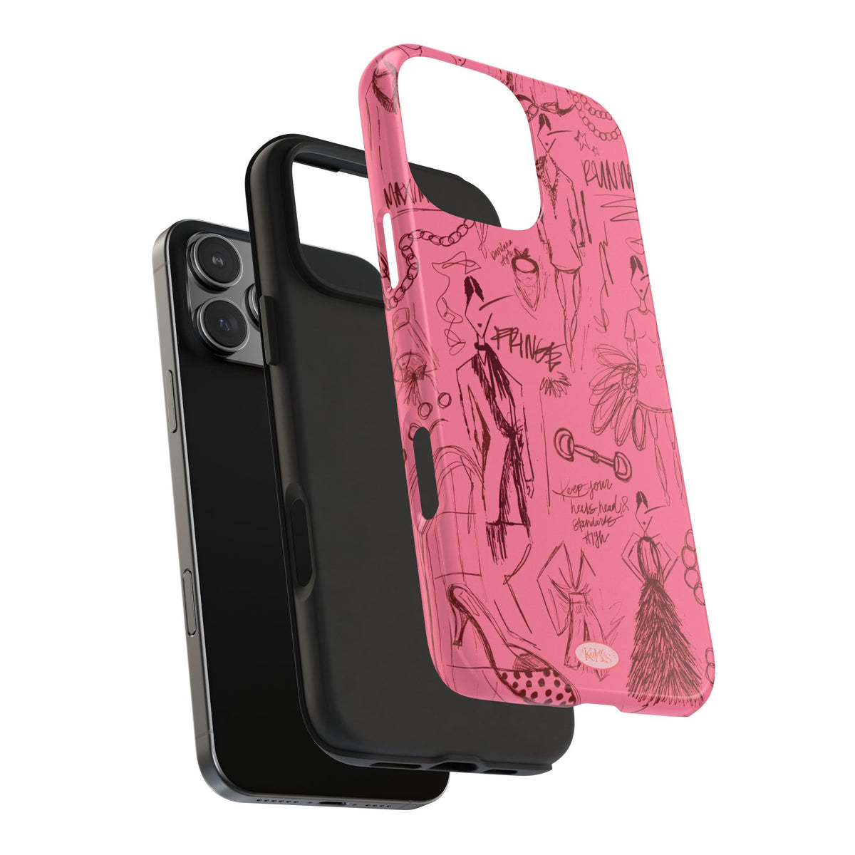 Fashion Sketch Tough Case for iPhone - Maroon