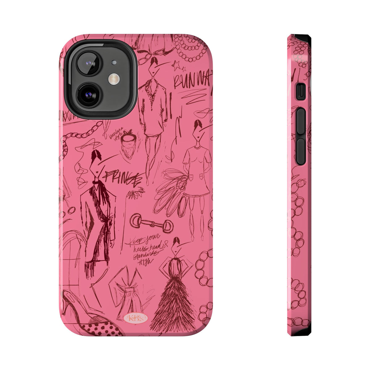 Fashion Sketch Tough Case for iPhone - Maroon