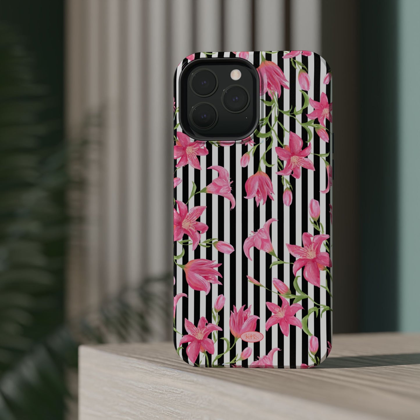 Azalea Stripe Mag Safe Case for iPhone - Black