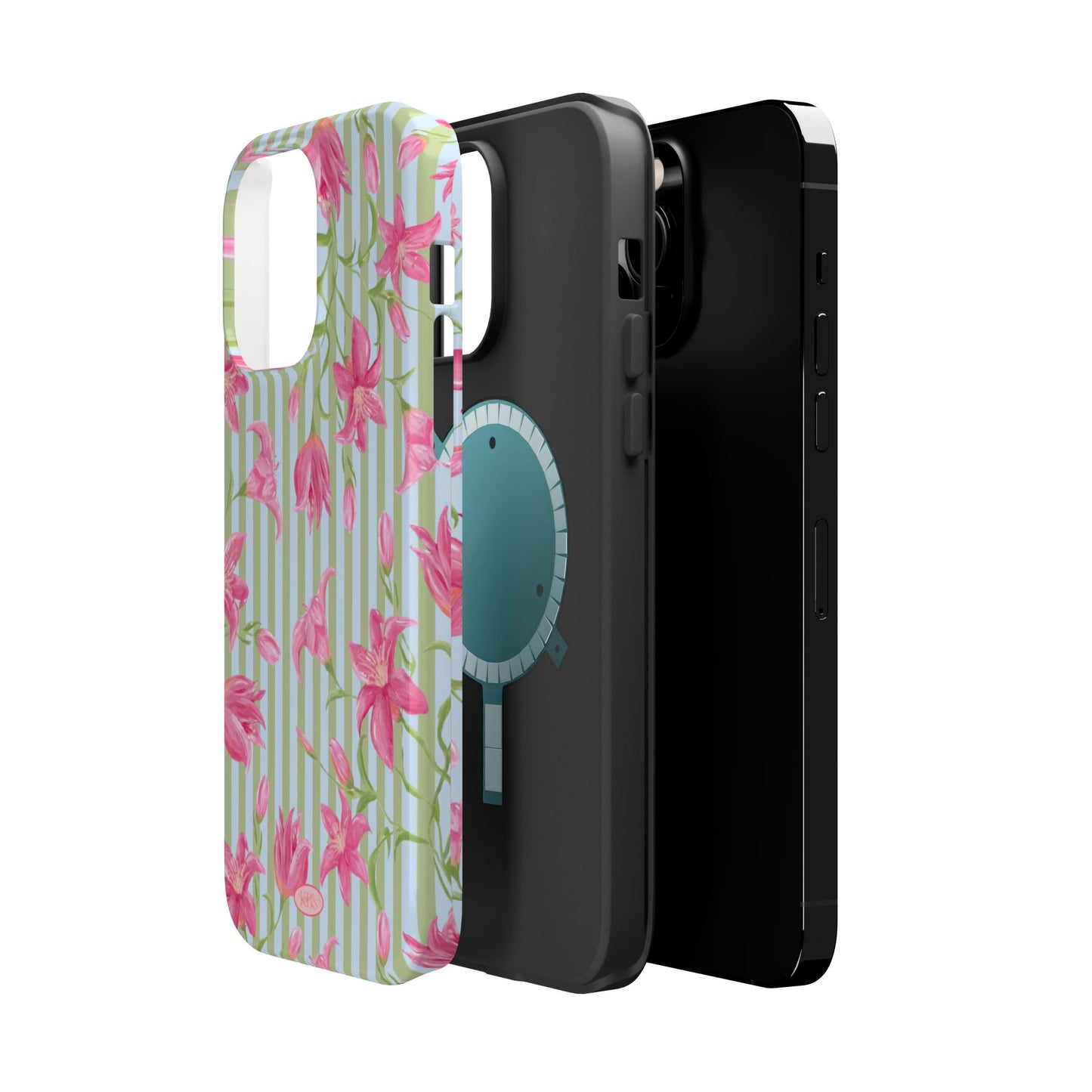 Azalea Stripe Mag Safe Case for iPhone - Blue & Green