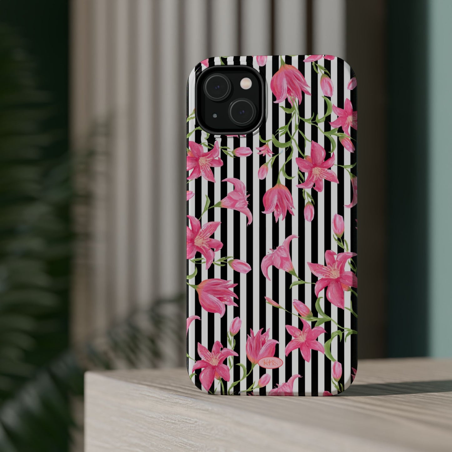 Azalea Stripe Mag Safe Case for iPhone - Black