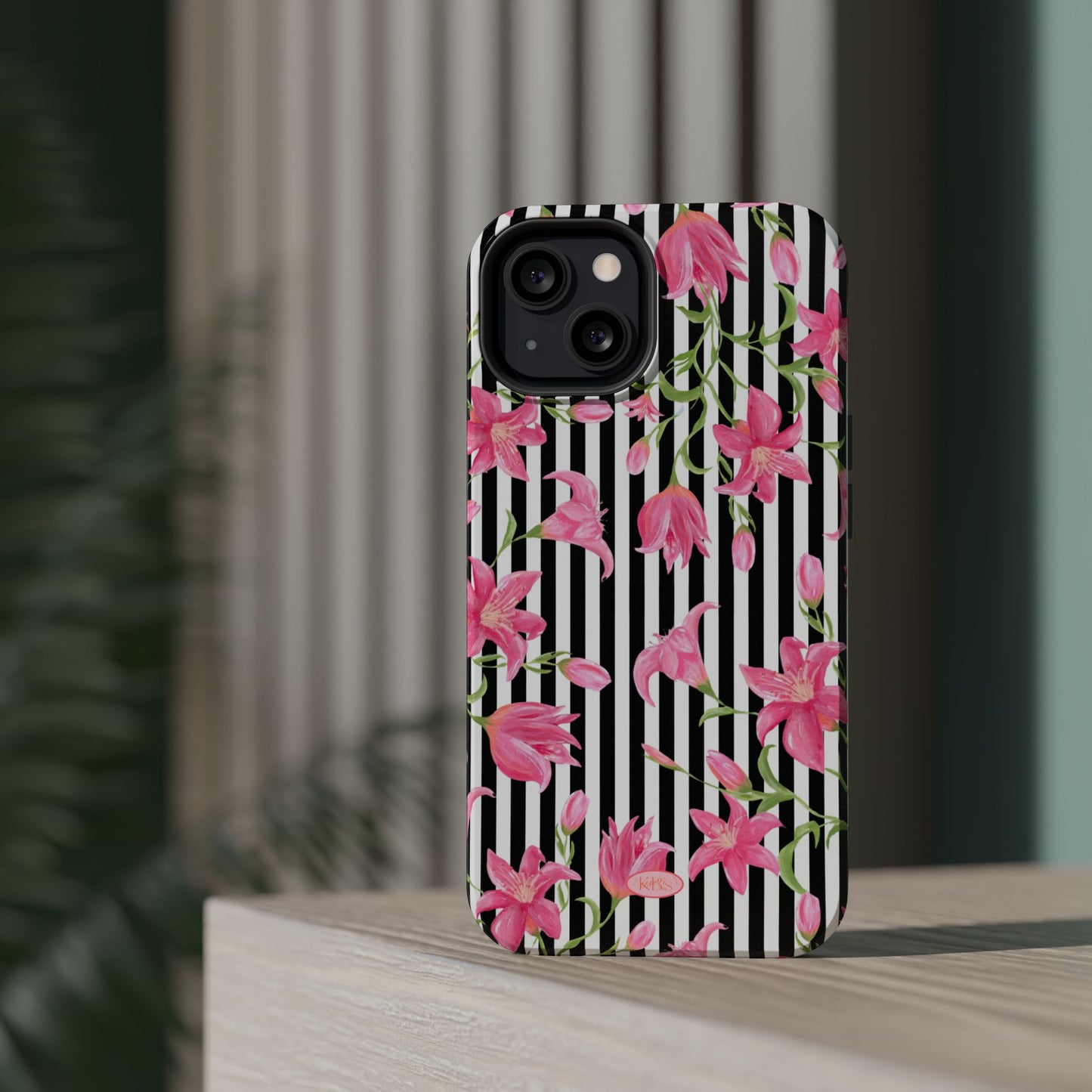 Azalea Stripe Mag Safe Case for iPhone - Black