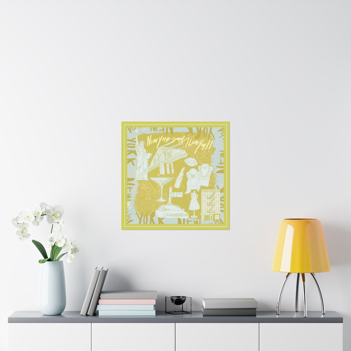 NY Said I Love You Scarf - Green Photo Print