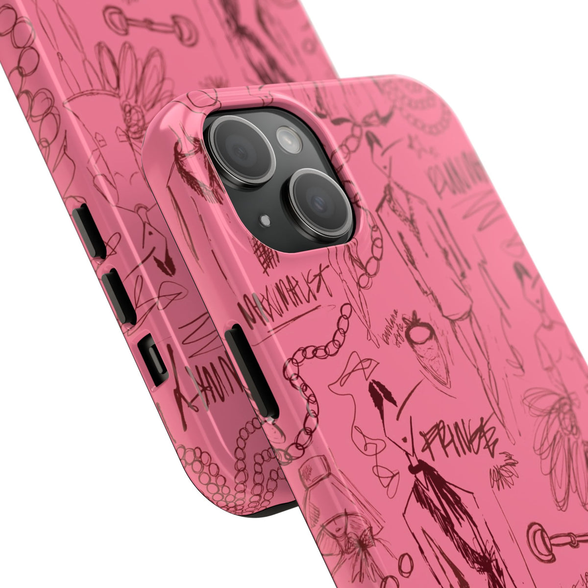 Fashion Sketch Tough Case for iPhone - Maroon