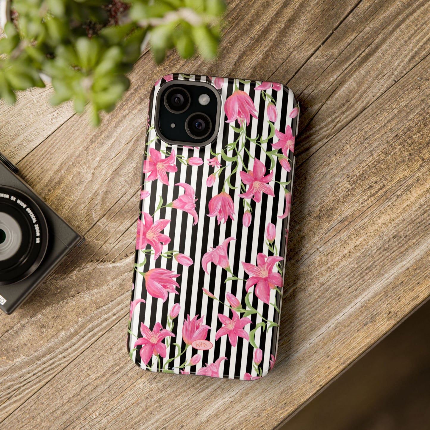 Azalea Stripe Mag Safe Case for iPhone - Black
