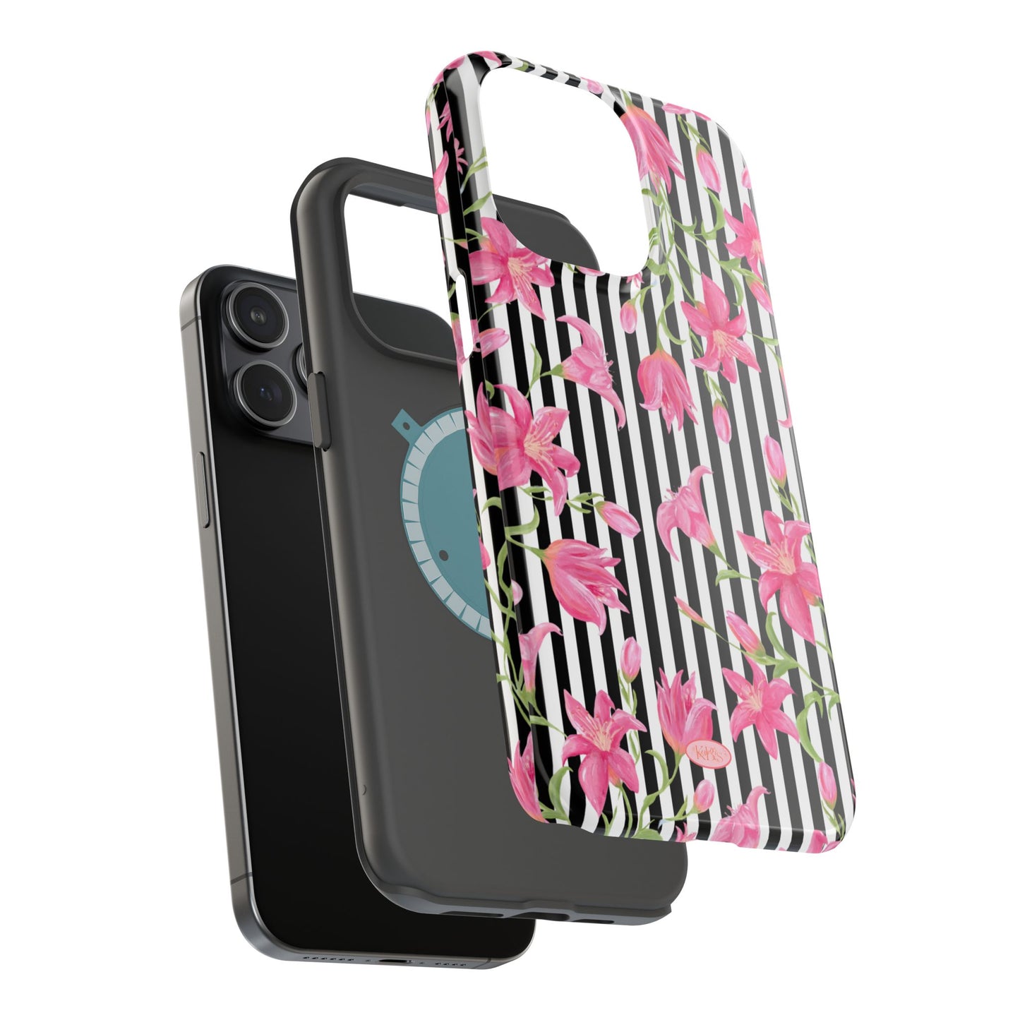 Azalea Stripe Mag Safe Case for iPhone - Black