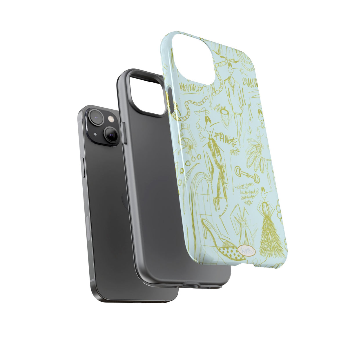 Fashion Sketch Tough Case for iPhone - Blue