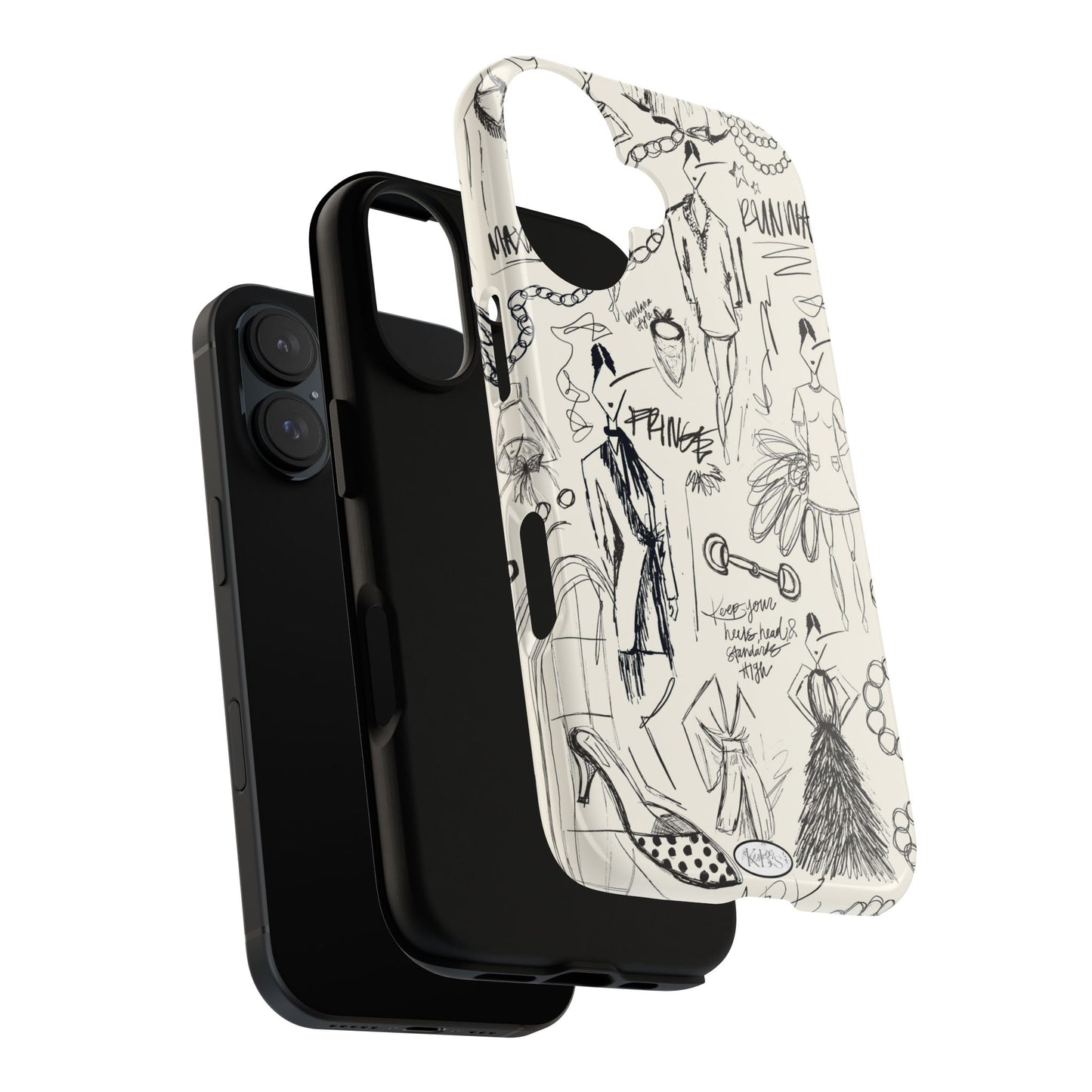 Fashion Sketch Tough Case for iPhone - Black