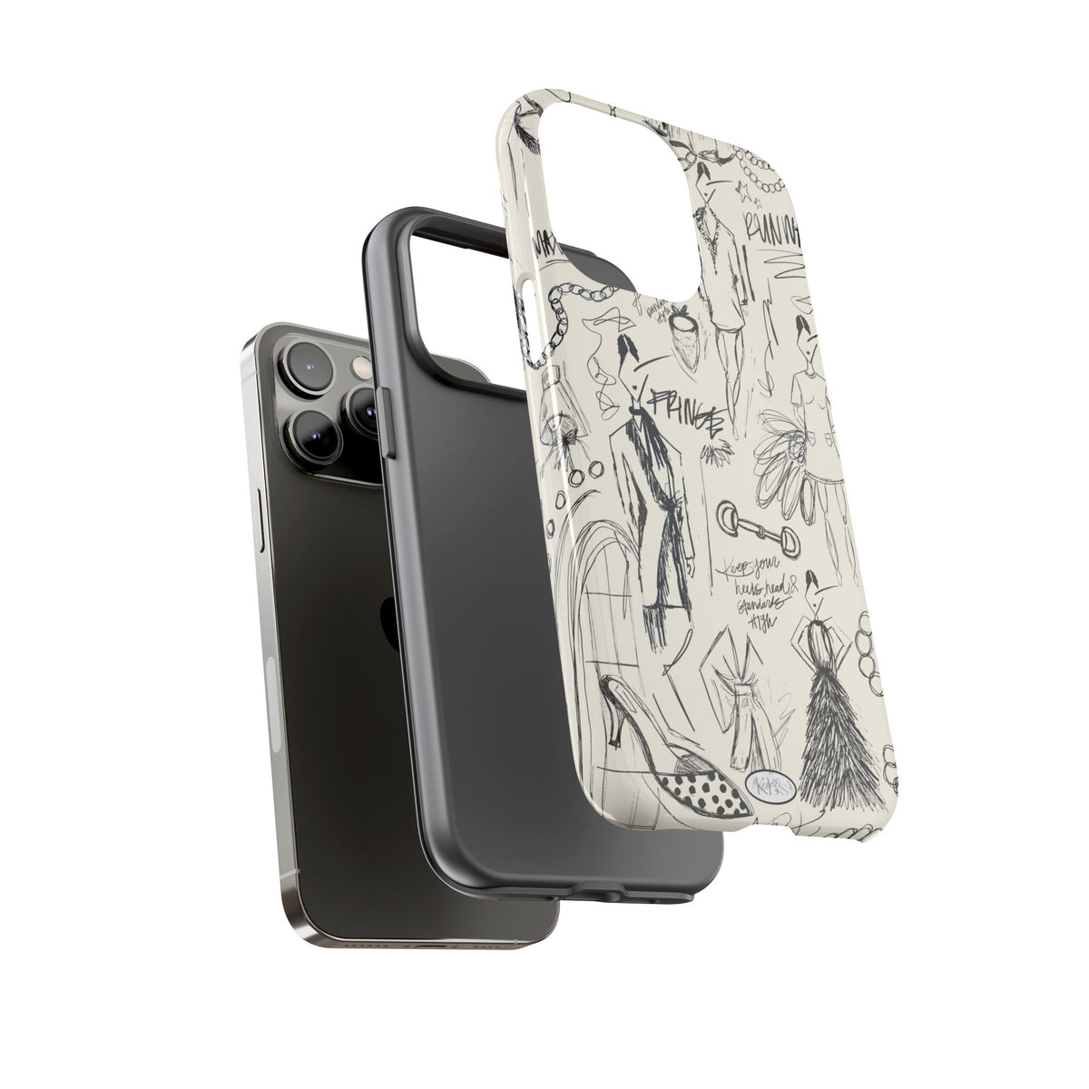 Fashion Sketch Tough Case for iPhone - Black