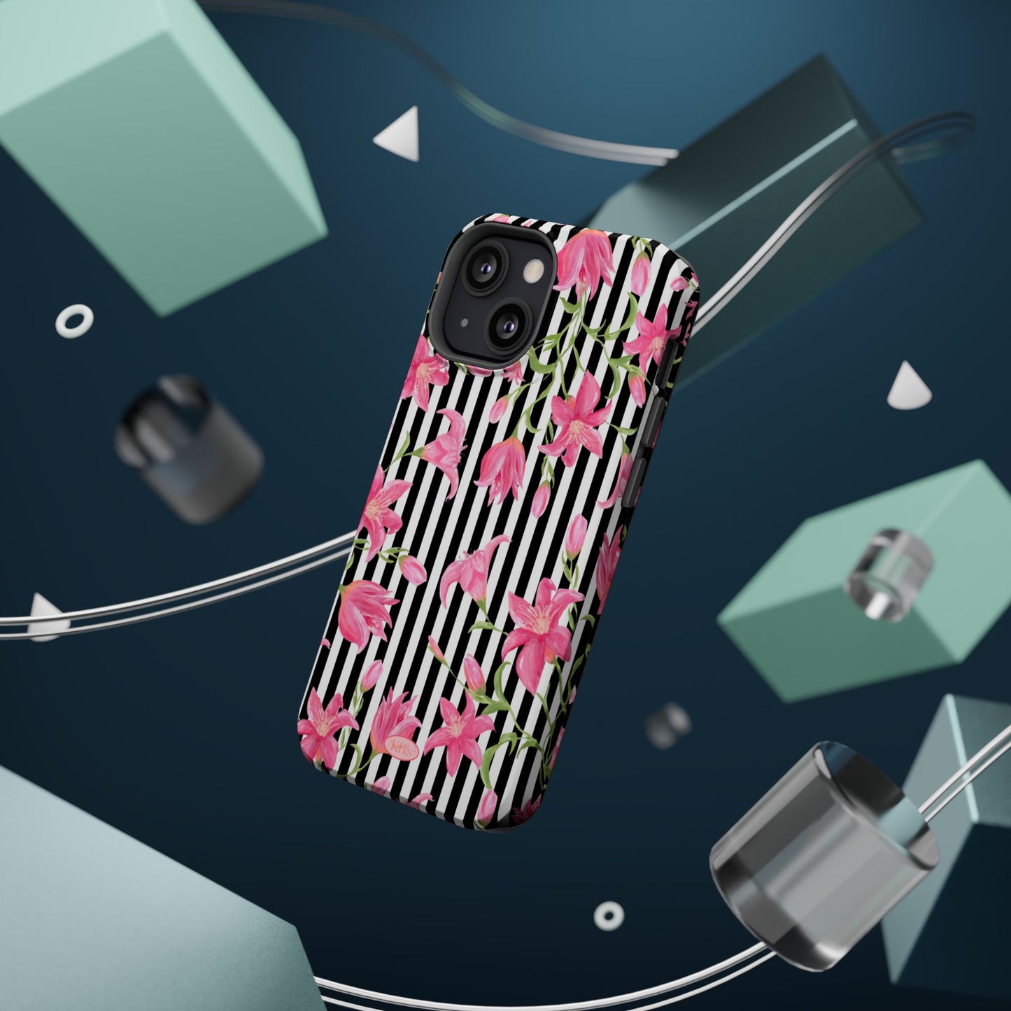 Azalea Stripe Mag Safe Case for iPhone - Black