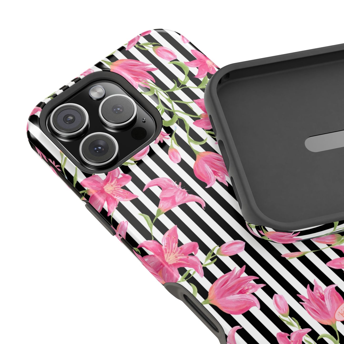 Azalea Stripe Mag Safe Case for iPhone - Black