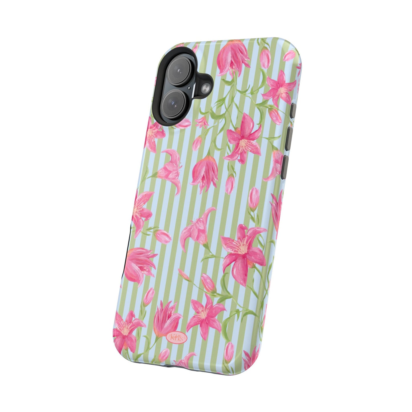 Azalea Stripe Mag Safe Case for iPhone - Blue & Green