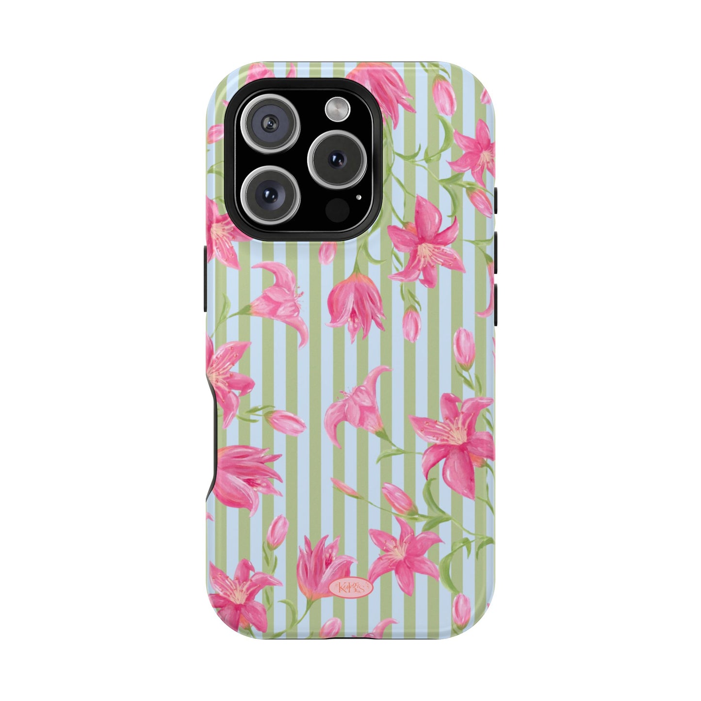 Azalea Stripe Mag Safe Case for iPhone - Blue & Green