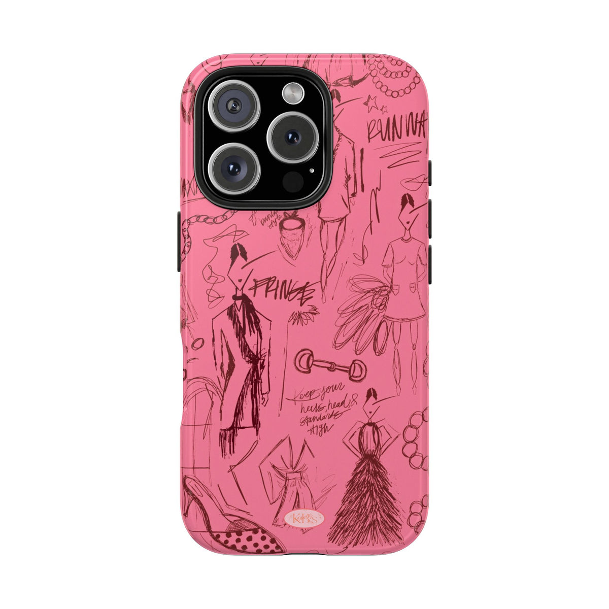 Fashion Sketch Tough Case for iPhone - Maroon