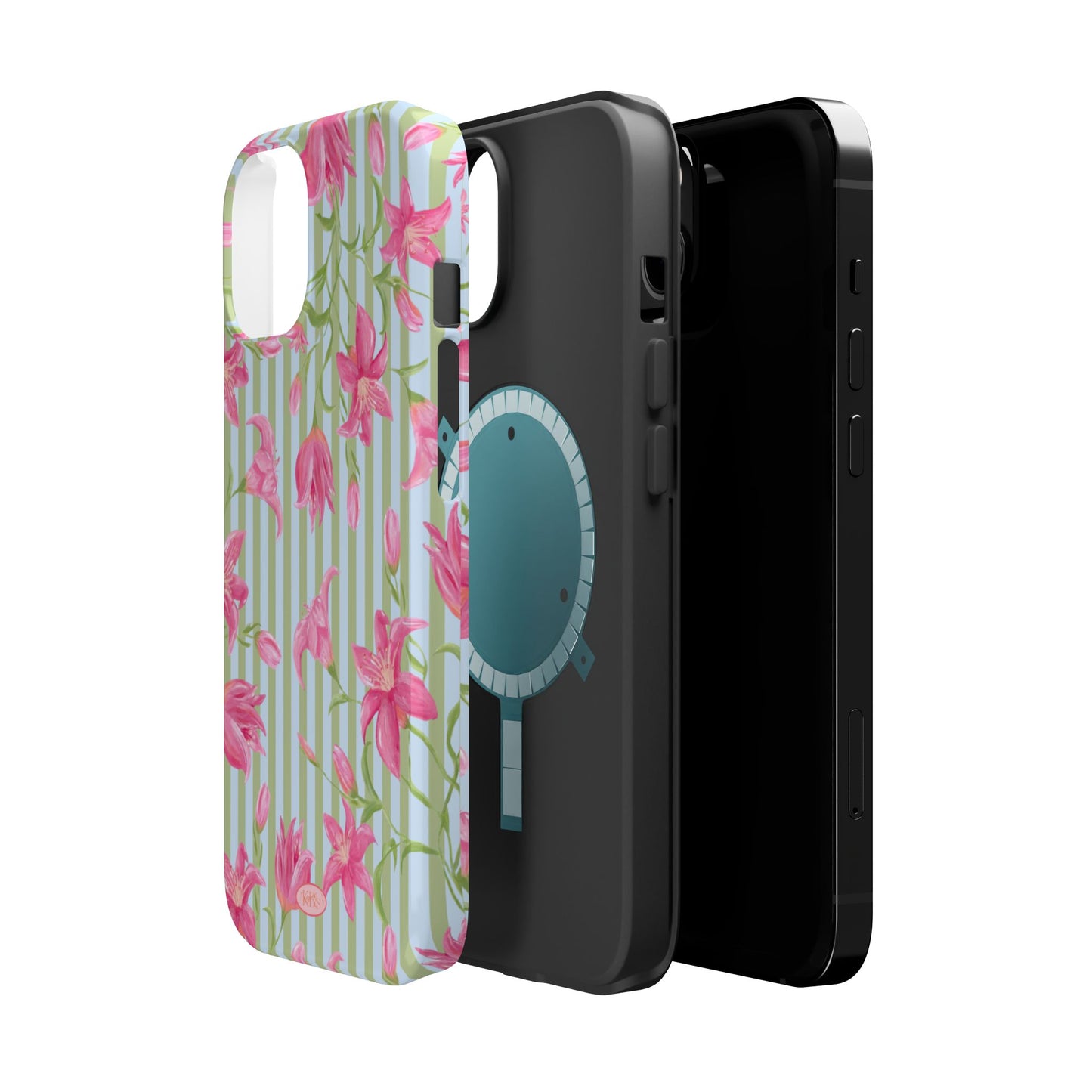 Azalea Stripe Mag Safe Case for iPhone - Blue & Green
