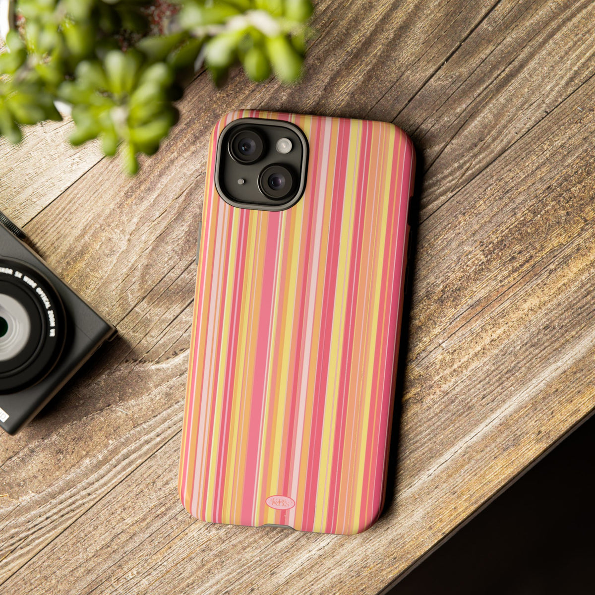 Pink Lemonade Stripe Tough Case for iPhone