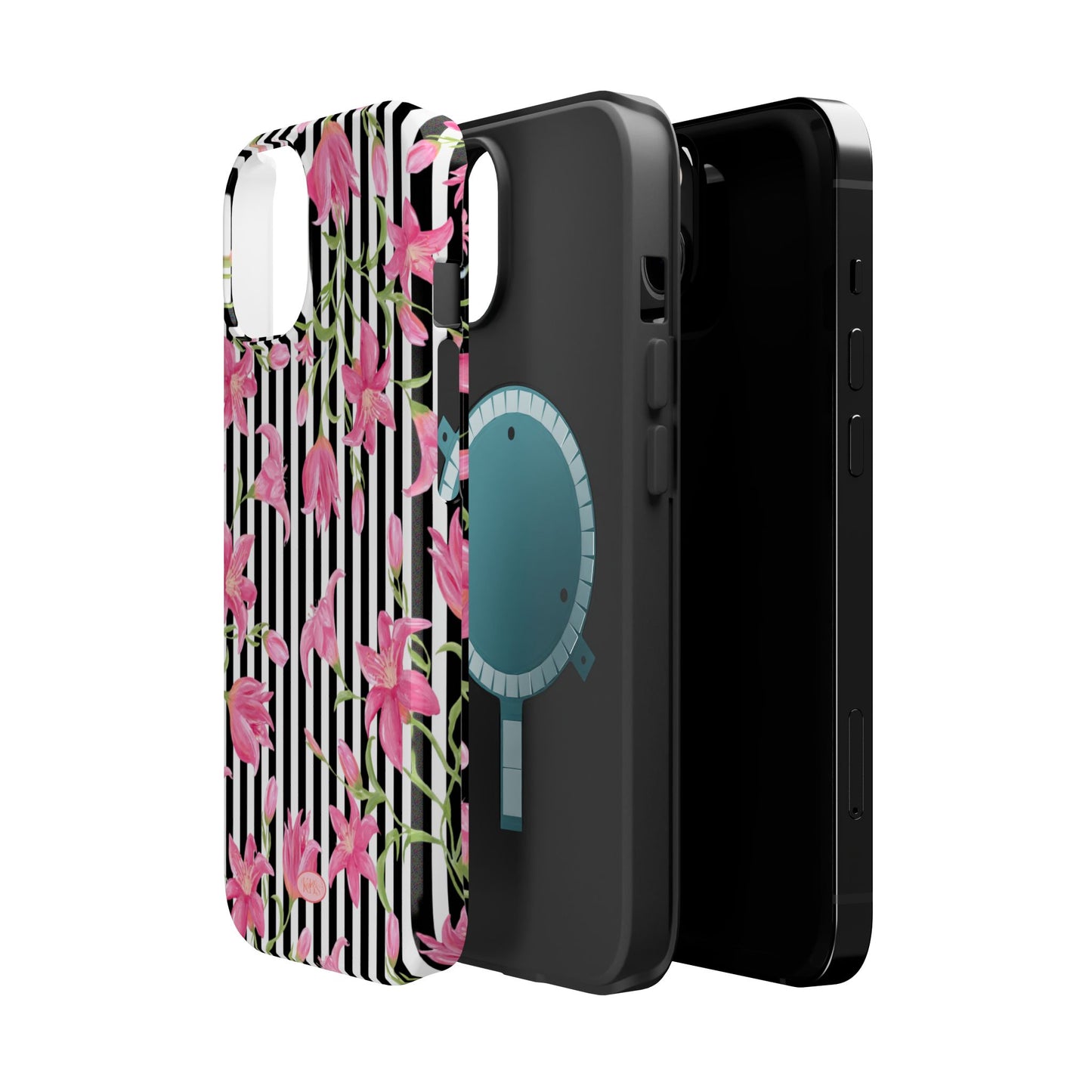 Azalea Stripe Mag Safe Case for iPhone - Black