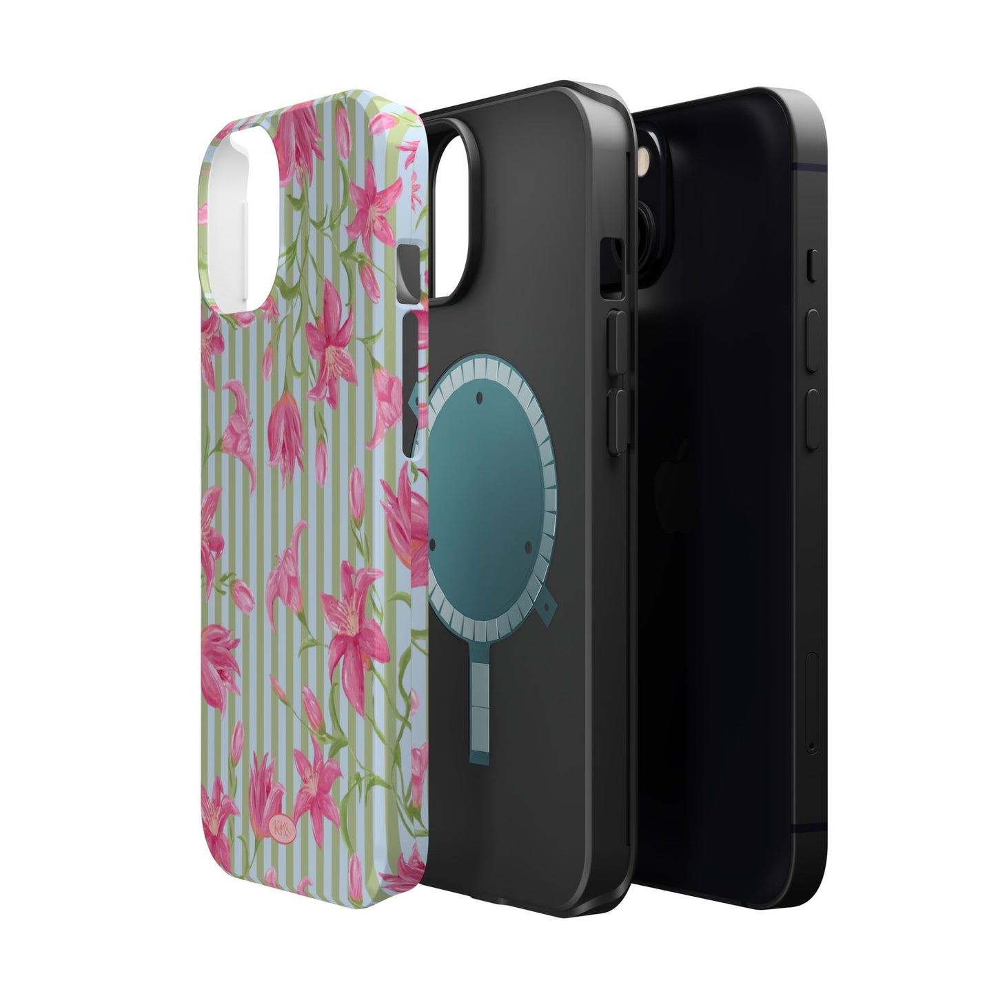 Azalea Stripe Mag Safe Case for iPhone - Blue & Green