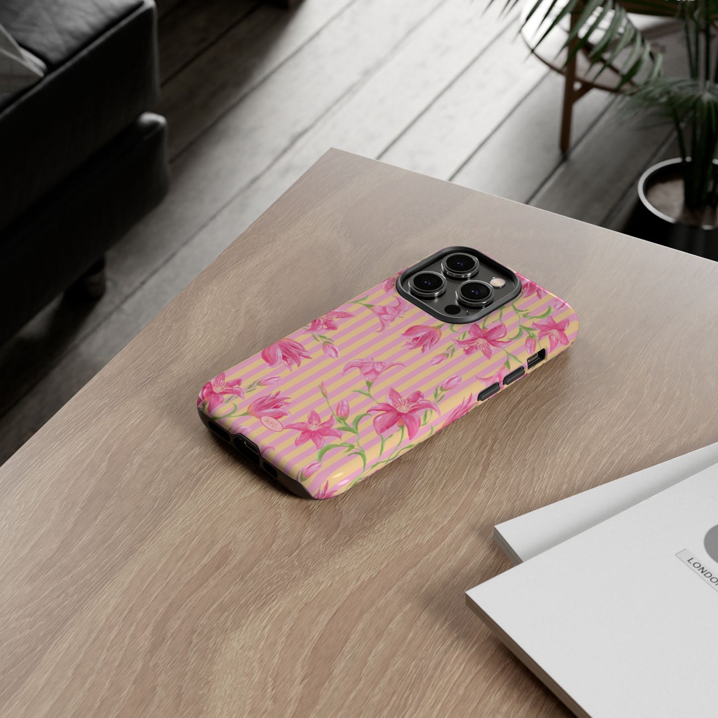 Azalea Stripe Tough Case for iPhone - Pink & Orange