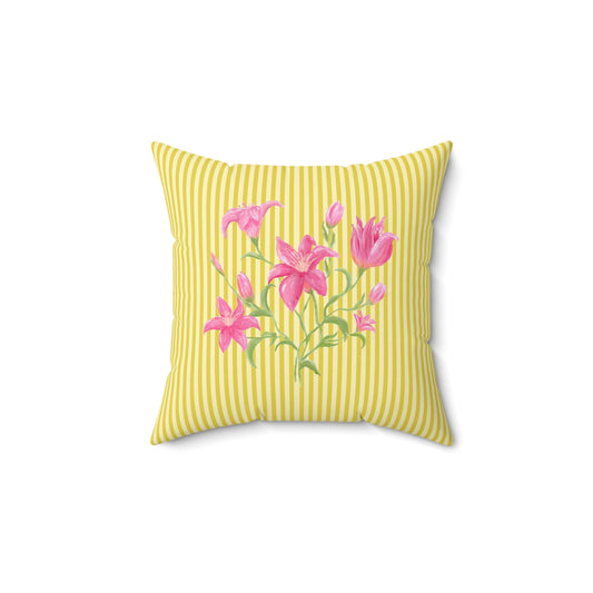 Lily Bloom Throw Pillow - Yellow