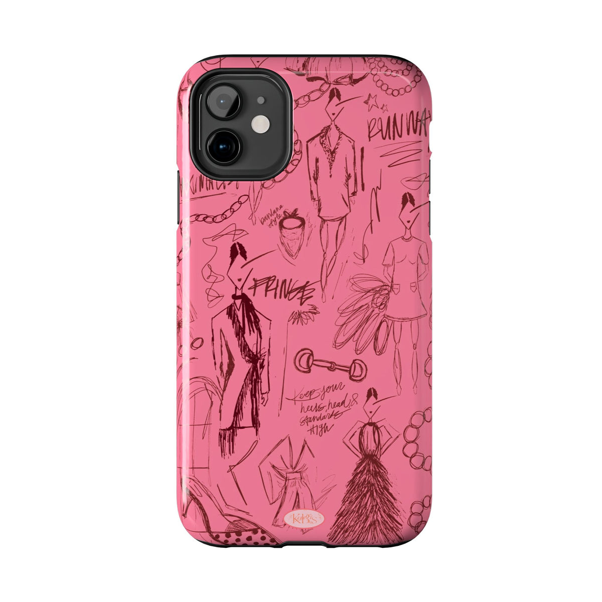 Fashion Sketch Tough Case for iPhone - Maroon