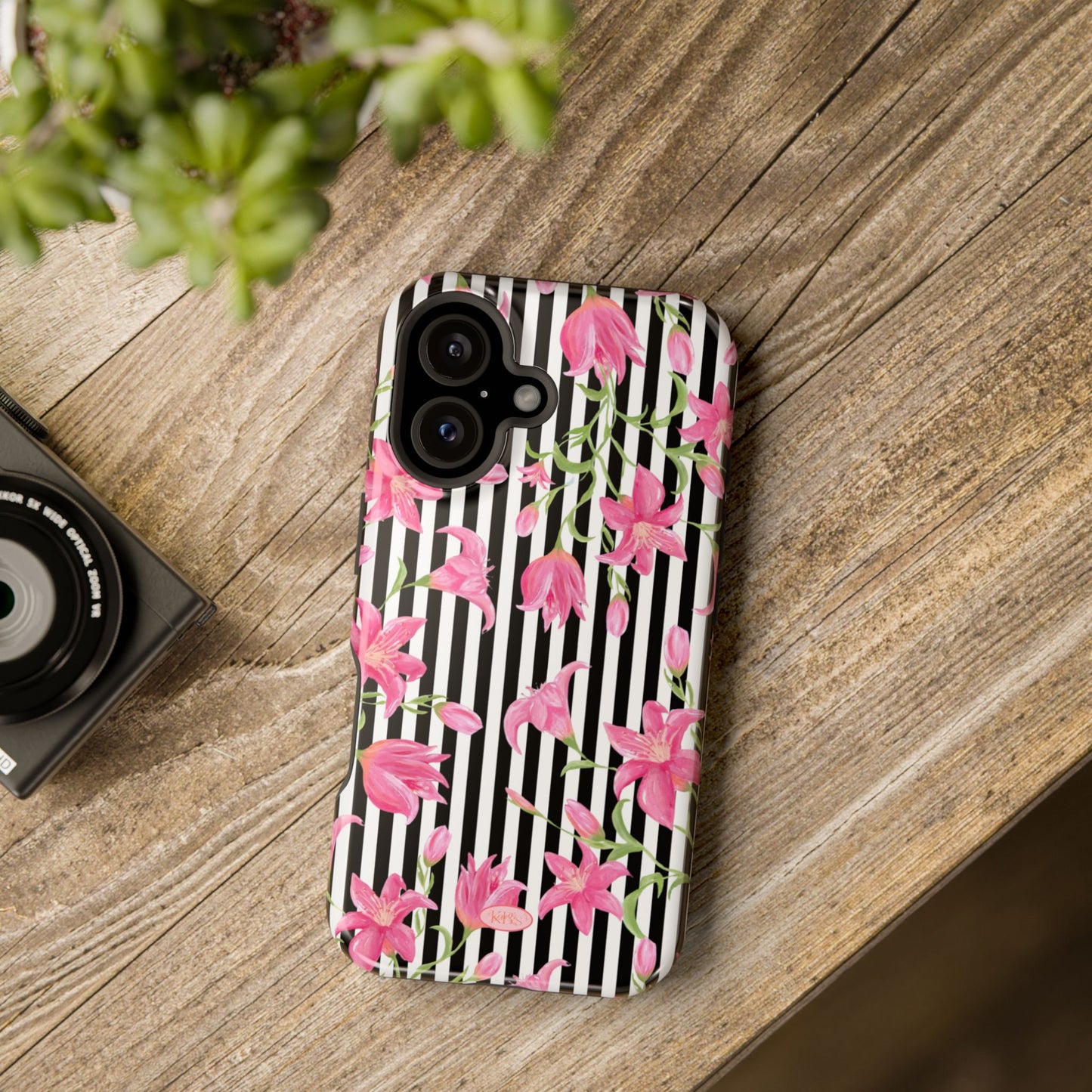 Azalea Stripe Mag Safe Case for iPhone - Black