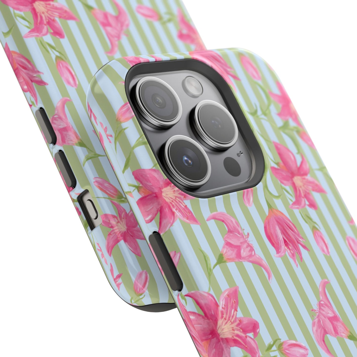 Azalea Stripe Mag Safe Case for iPhone - Blue & Green