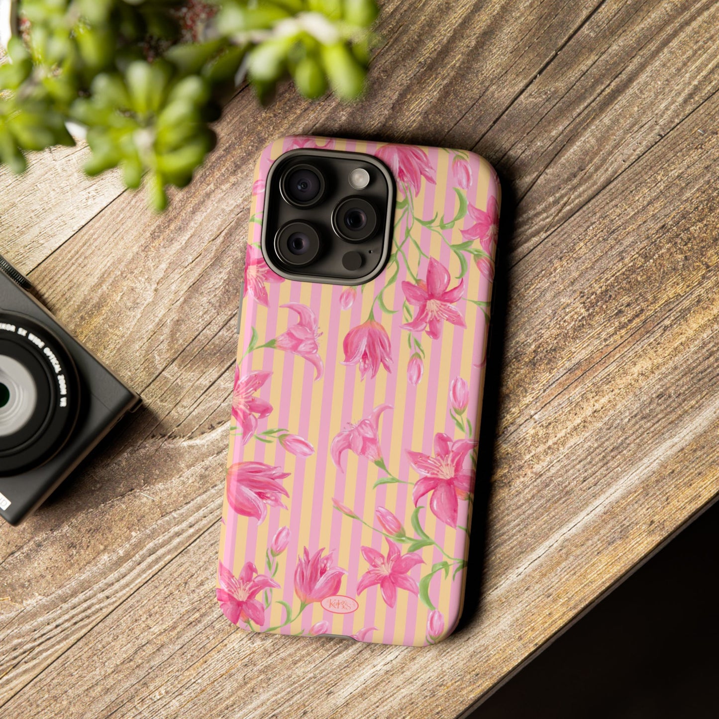 Azalea Stripe Tough Case for iPhone - Pink & Orange