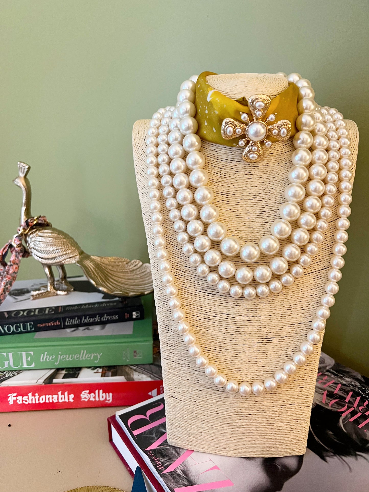 Pearl Cross Brooch