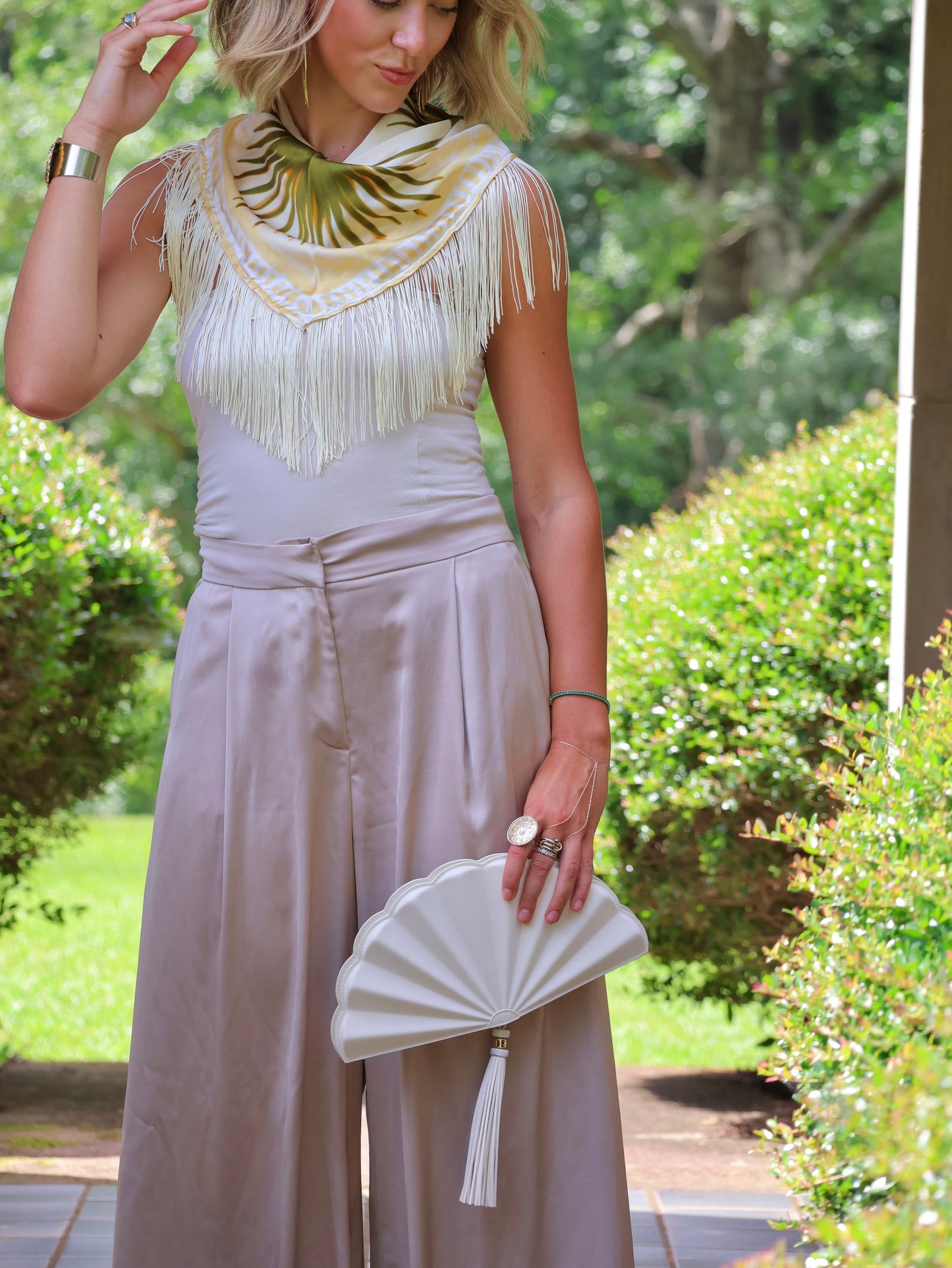 Palmè Fringe Silk Scarf