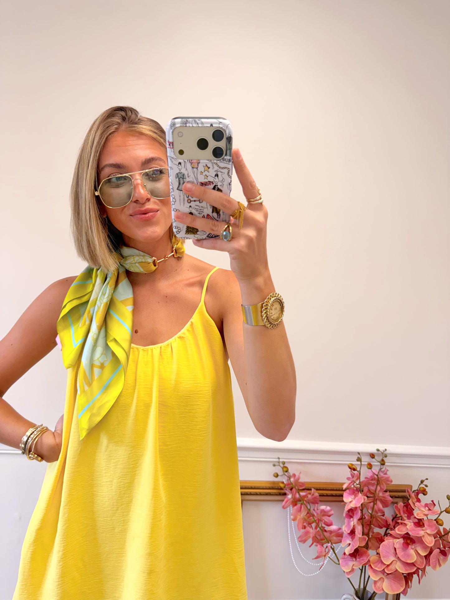 NY Said I Love You Silk Scarf - Green & Blue WHOLESALE