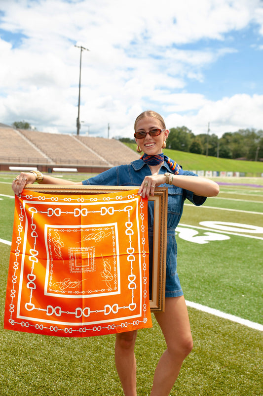 Orange & White Silk Scarf