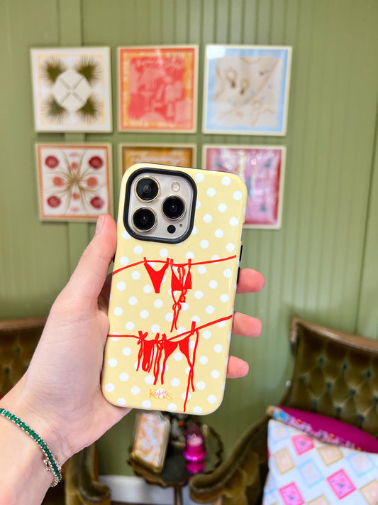 Yellow Polka Dot Bikini Tough Case - iPhone 13 Pro