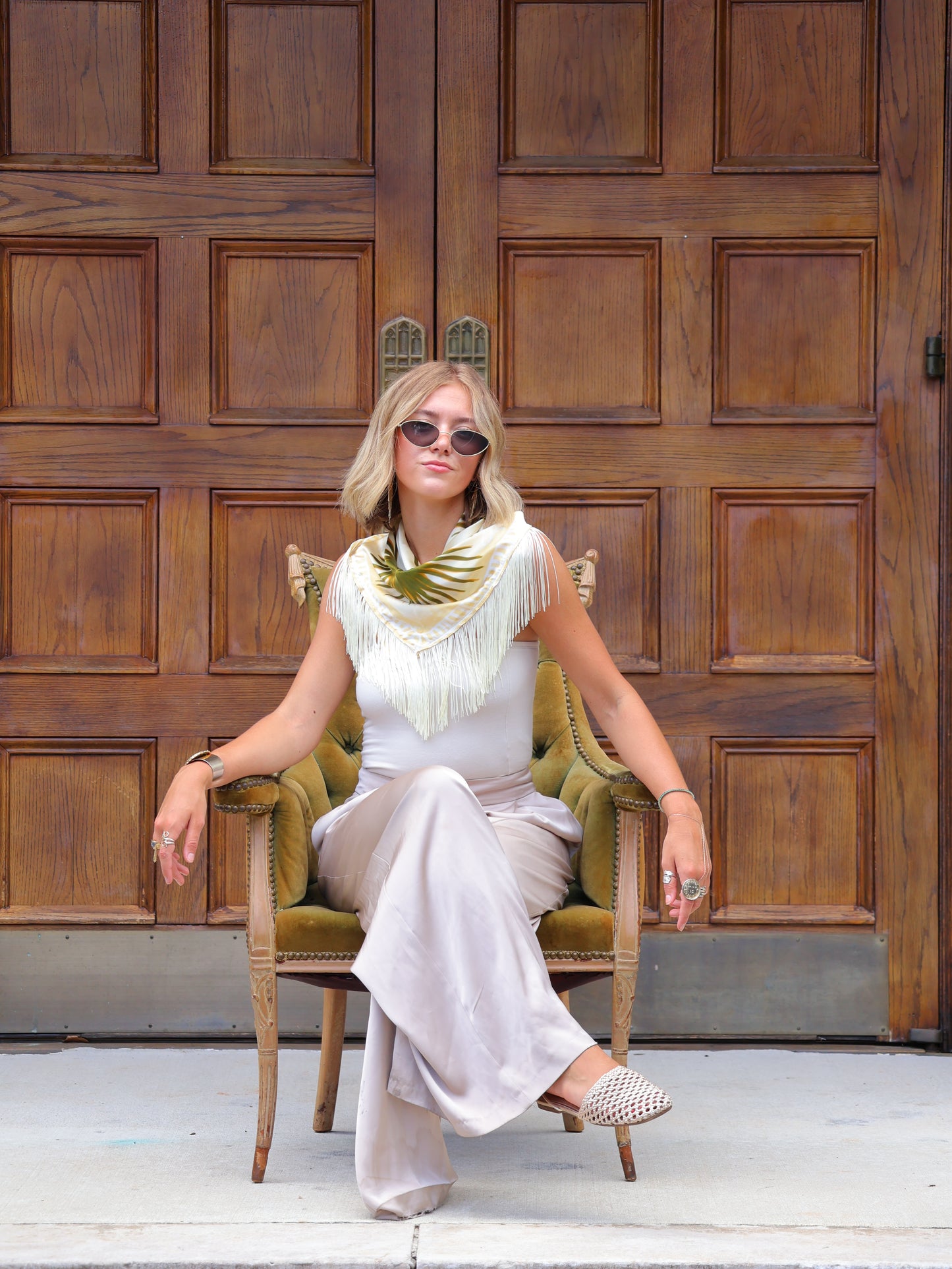 Palmè Fringe Silk Scarf