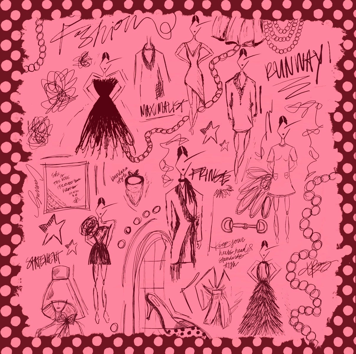 Fashion Sketch Silk Scarf WHOLESALE
