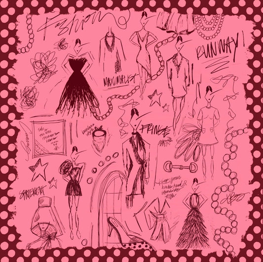 Fashion Sketch Silk Scarf WHOLESALE