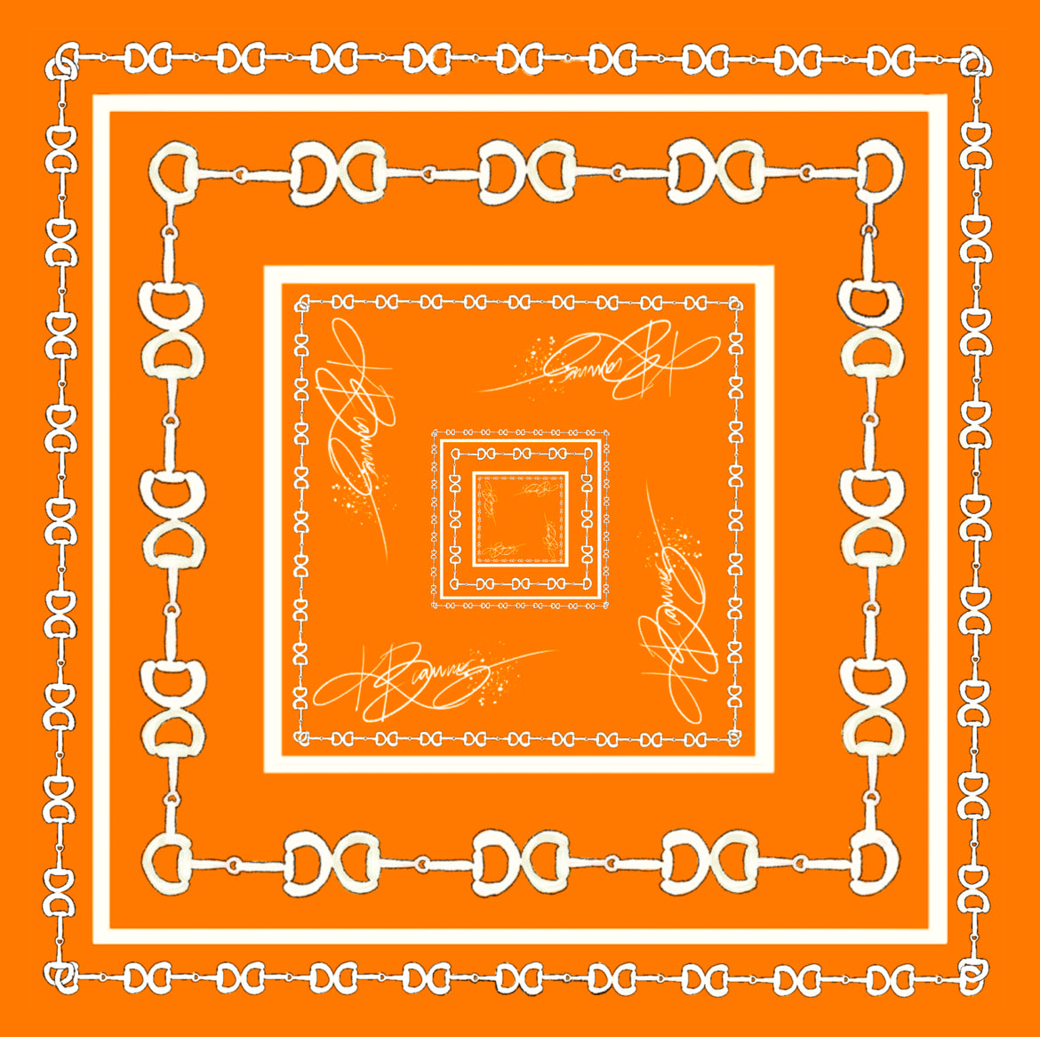 Orange & White Horse Bit Scarf WHOLESALE