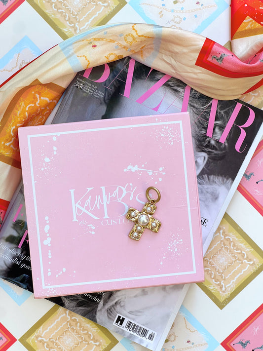 Pearl Cross Scarf Charm