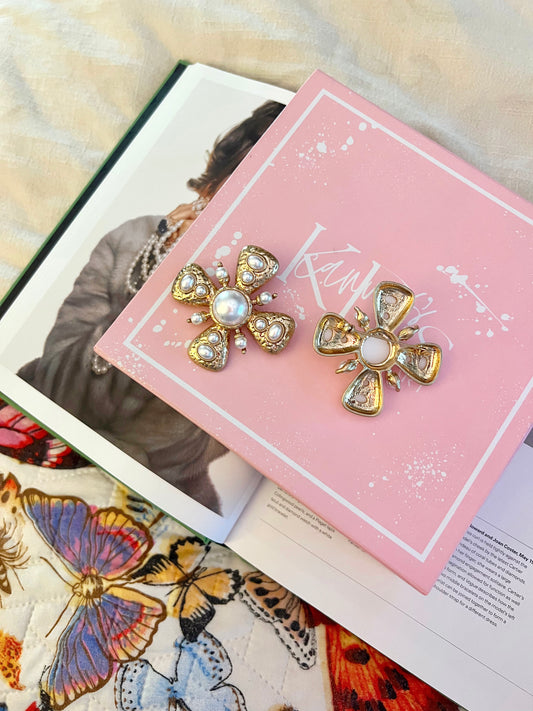 Pearl Cross Brooch