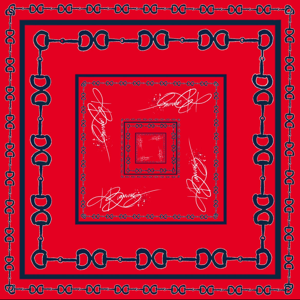 Blue and Red Horse Bit Scarf WHOLESALE