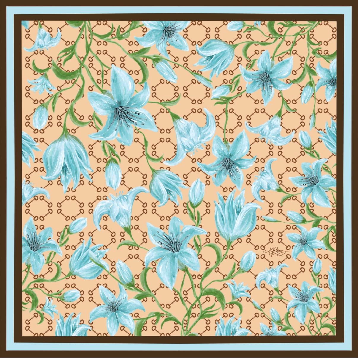 Horsebit Fleur Silk Scarf
