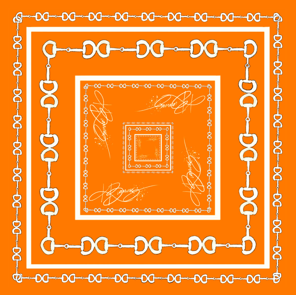 Orange & White Silk Scarf
